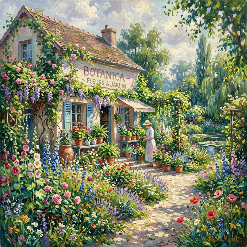 Monet Style Botanica: Impressionist Artwork Monet Style Botanica: Impressionist Artwork