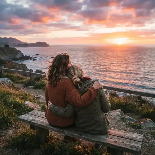 Two Girls Watching the Sunset