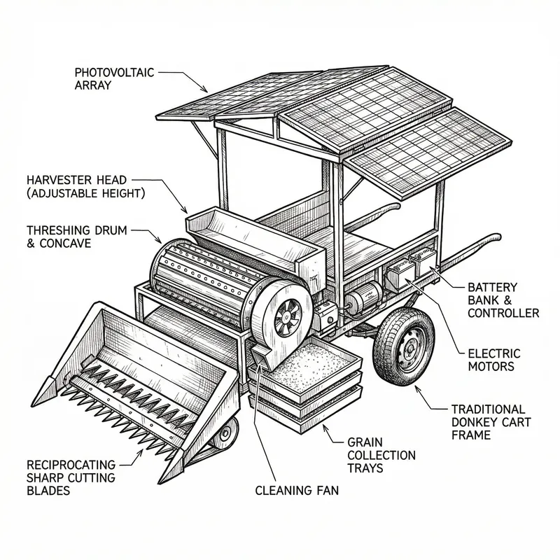 Small Solar-Powered Sorghum Harvester & Thresher Prototype