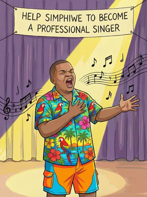 Vibrant Cartoon Character in Hawaiian Shirt