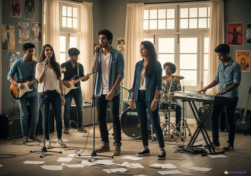 Vibrant Indian Rock Band Rehearsal Energy