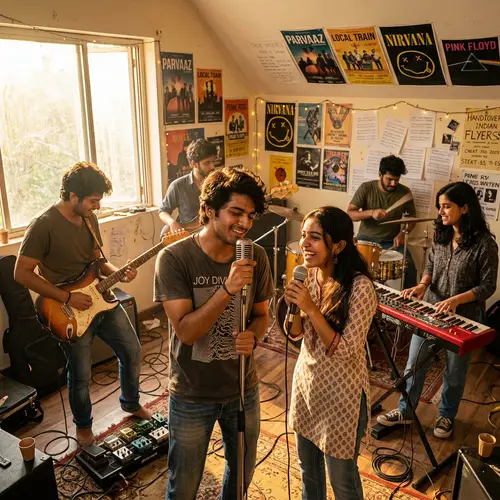 Vibrant Indian Rock Band Rehearsal Energy