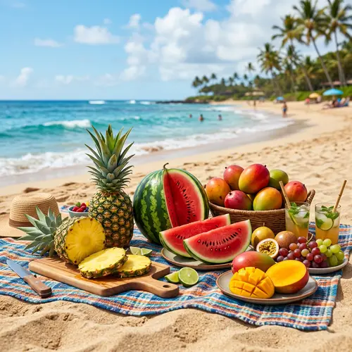 Summer Fruits on a Tropical Beach Paradise