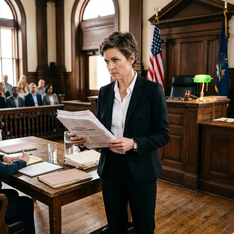 Professional Female Advocate in Courtroom