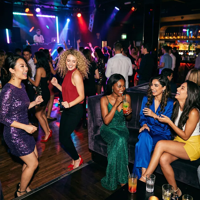 Vibrant Club Night: Diverse Women Having Fun