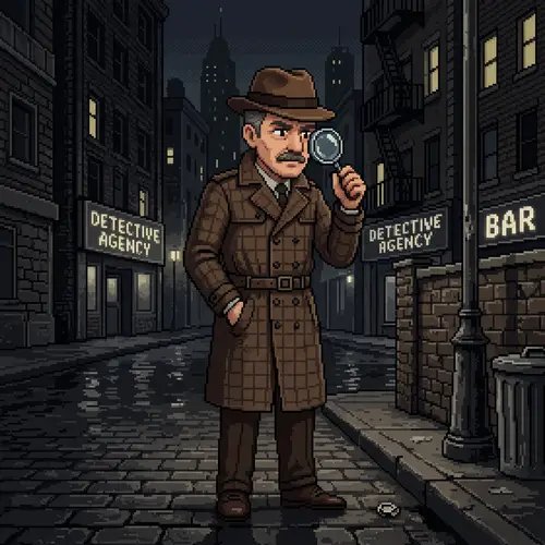 Detective Pixel Art Image - Mystery Detective in Action