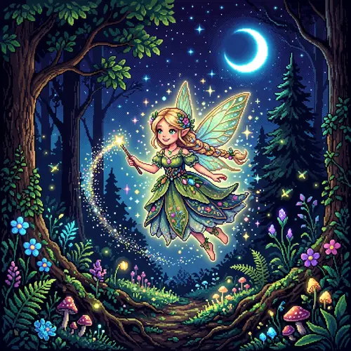 Whimsical Pixel Art Fairy | Enchanting Magical Scene