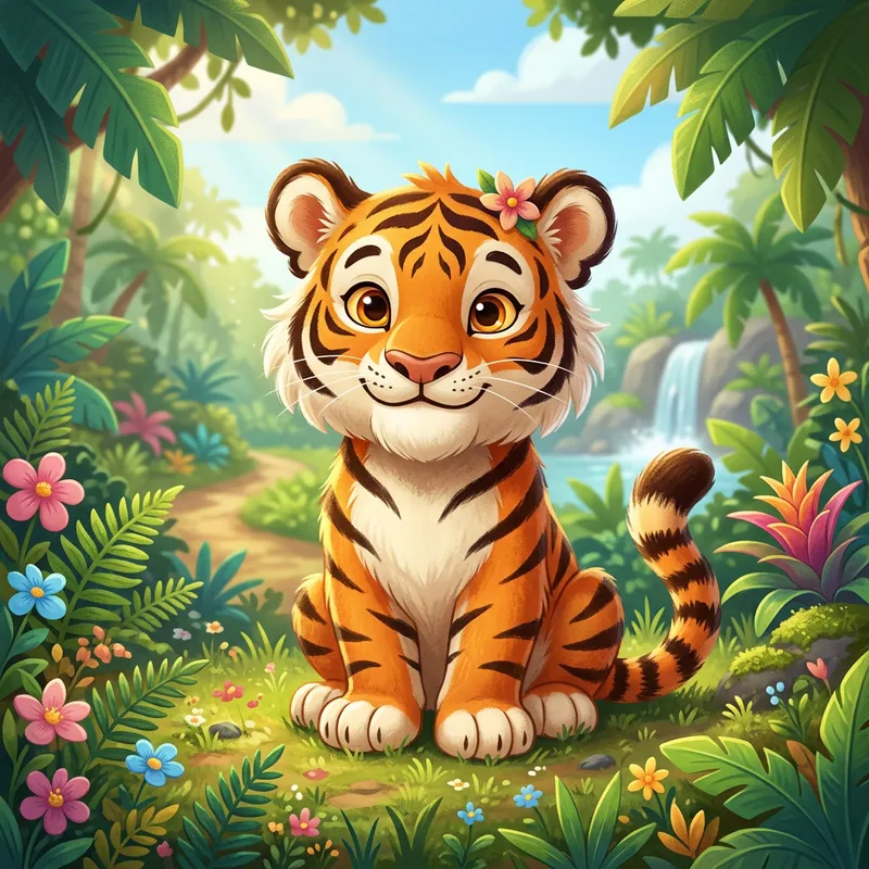 Cute Cartoon Tiger Sitting