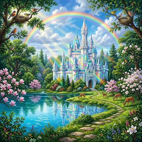 Crystal Castle in Enchanted Forest | Spectacular Nature Scene