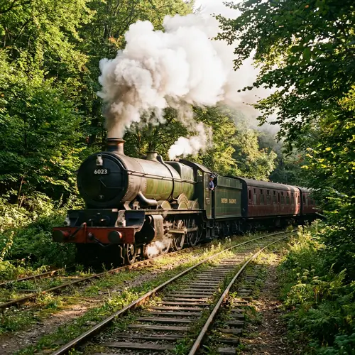 Antiquated Steam Train Journeying Through Lush Forest