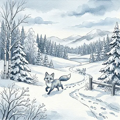 Kind and Pleasant Fox Image | White, Blue, Gray Shades