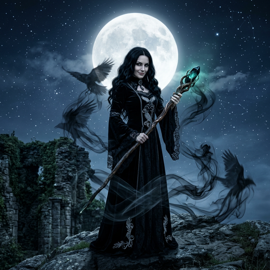 Enigmatic Black Magic Woman | AI Art Generator | Easy-Peasy.AI