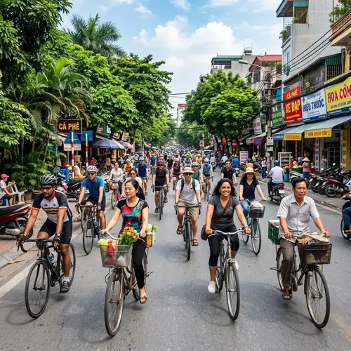Vibrant Biking Culture on Vietnamese Road | Diverse Cyclists