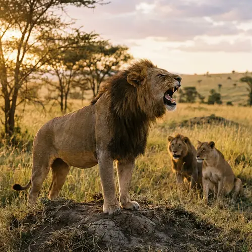 Powerful Lion Asserting Leadership - Wildlife Photography