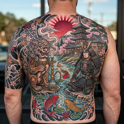 Japanese Shisha Dog Tattoo Design