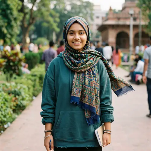 Colorful Hijab Fashion for Teenage South Asian Girl