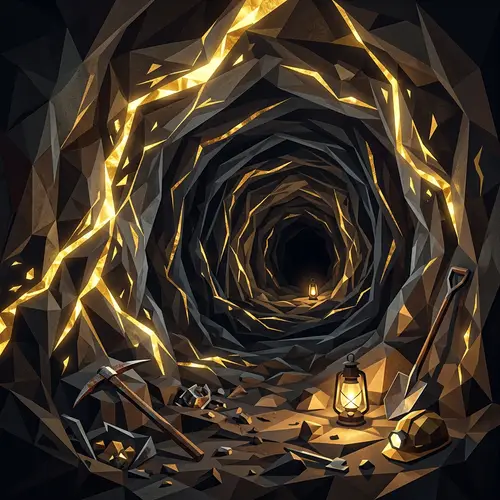 Intriguing Gold Mine | Abstract Geometric Scene