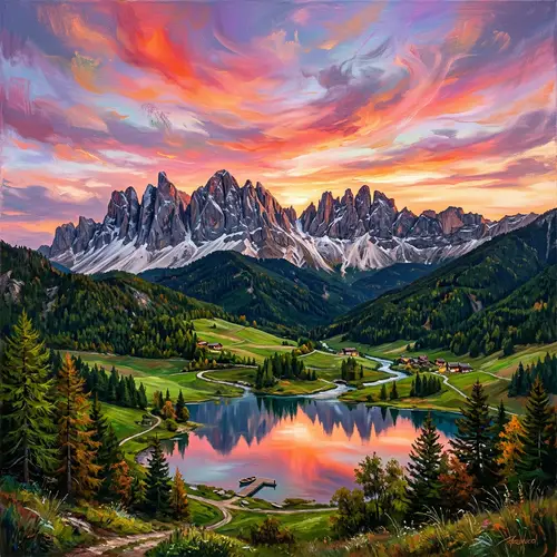 Majestic Mountain Landscape with Abstract Touch