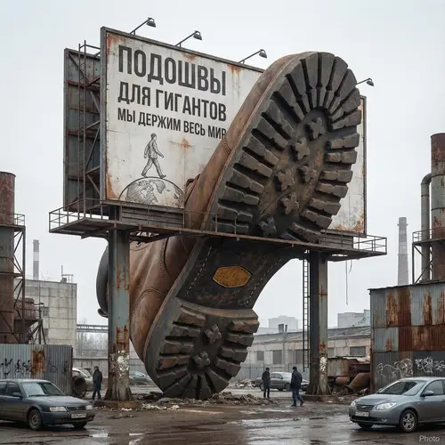 Shoe Sole Holds Billboard - Creative Advertising