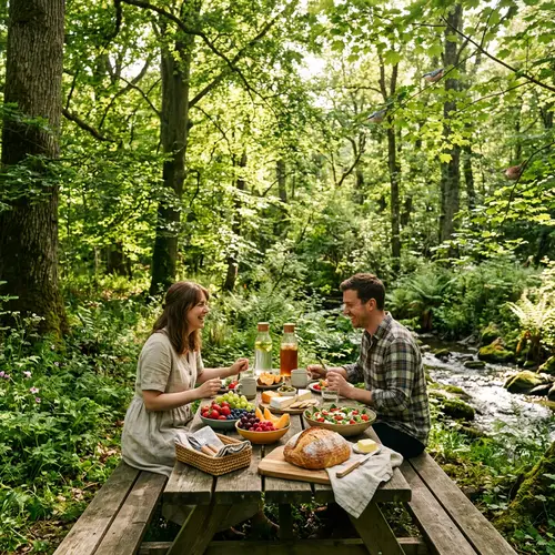 Tranquil Forest Picnic with Fresh Meals | Nature Delight