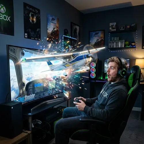 Cessna Aircraft Surprises Xbox Gamer | Gaming Room Scene