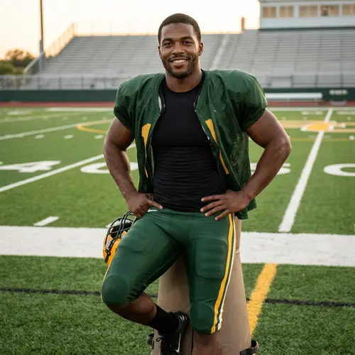 Sexy American Football Player Poses Confidently