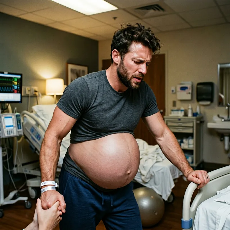 Strong Man in Triplet Pregnancy Labor
