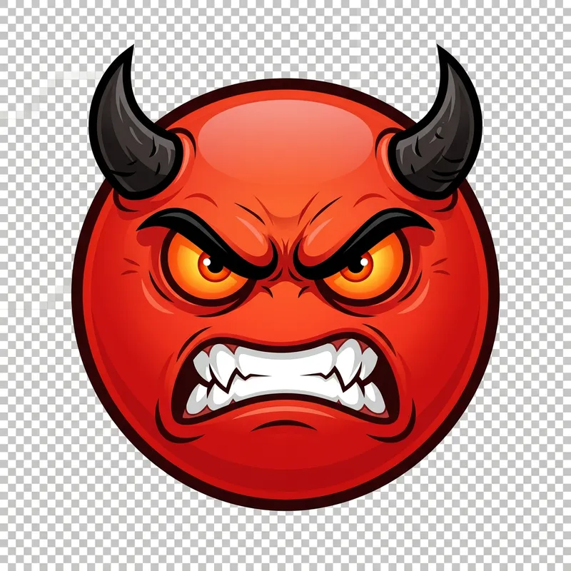 Angry Horned Smiley with Horns PNG | Mischief Emoticon