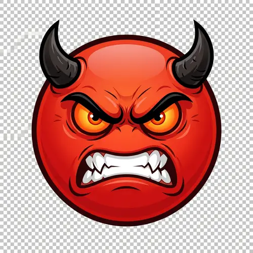 Angry Horned Smiley PNG | Mischief Emoticon