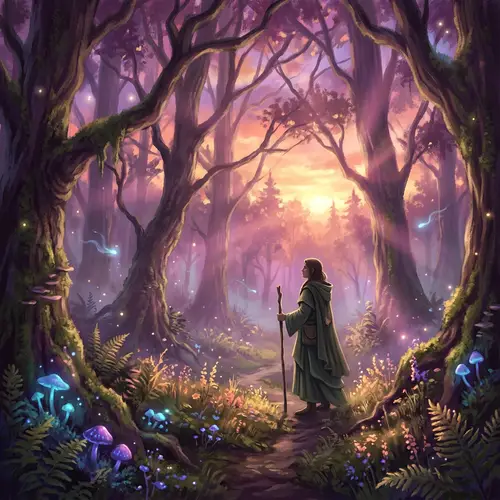 Mystical Forest at Sunset: Tranquility & Hidden Magic
