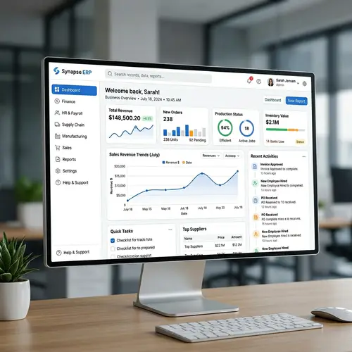 Enterprise Resource Planning (ERP) Software Landing Screen