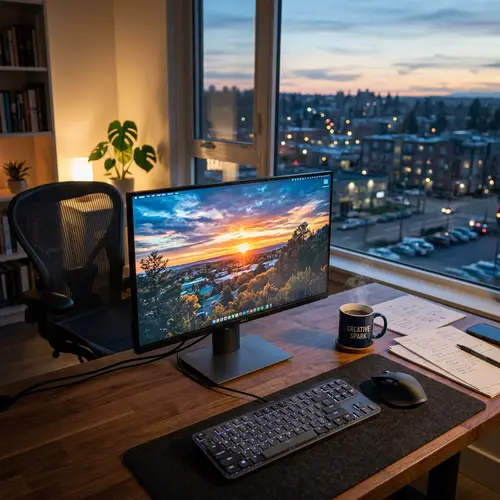 High-Definition Computer Image with Sleek Screen and Keyboard