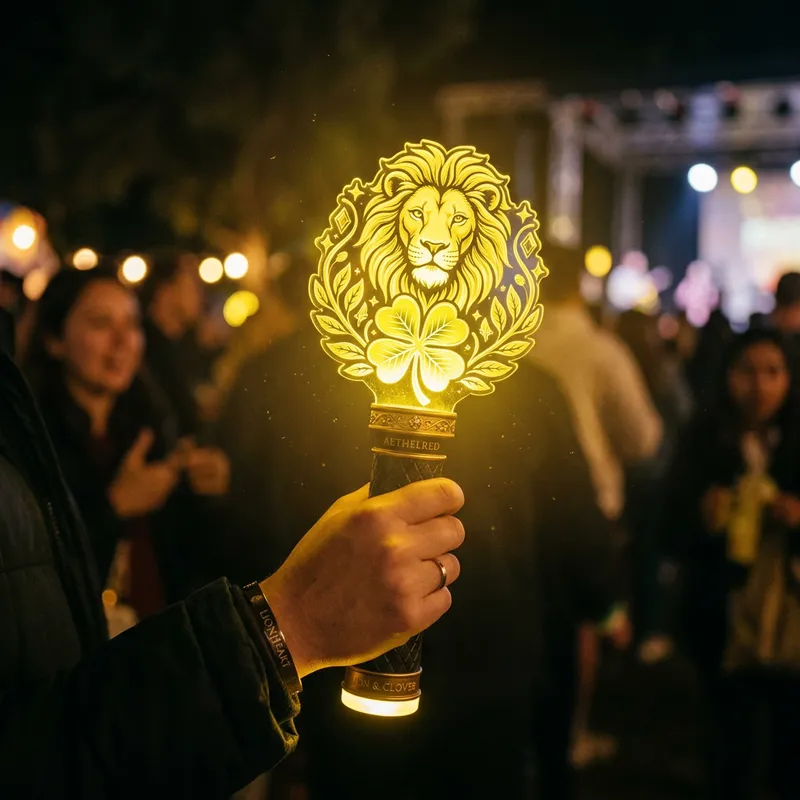 Lucid Yellow Lightstick: Lion & Cloverleaf Design
