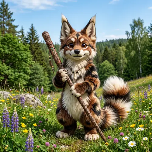 Adorable Furry Animal Creature with Colorful Fur and Friendly Demeanor