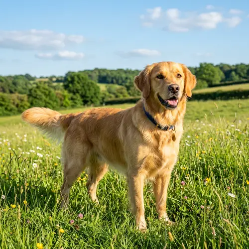 Majestic Domestic Dog in Lush Green Field