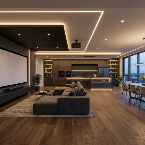 Modern Home Design: LED Lighting & Cinema Space