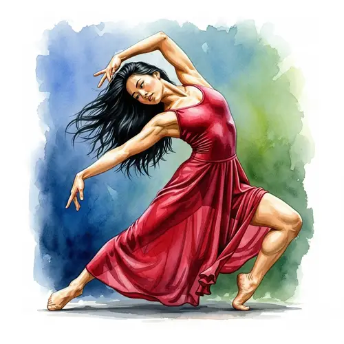 Watercolor Dancer: Athletic Woman in Motion