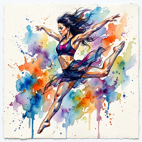 Watercolor Dancer: Athletic Woman in Motion