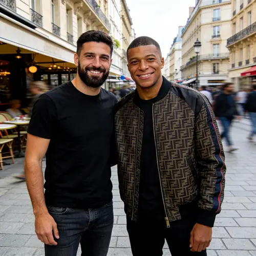 Candid Moment with Kylian Mbappé in Paris