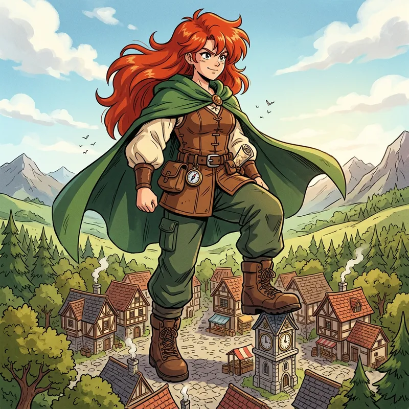 Majestic Anime-Style Redhead Giantess Artwork Majestic Anime-Style Redhead Giantess Artwork