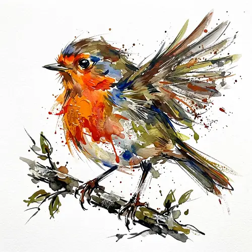 Dynamic Watercolor Style European Robin Artwork