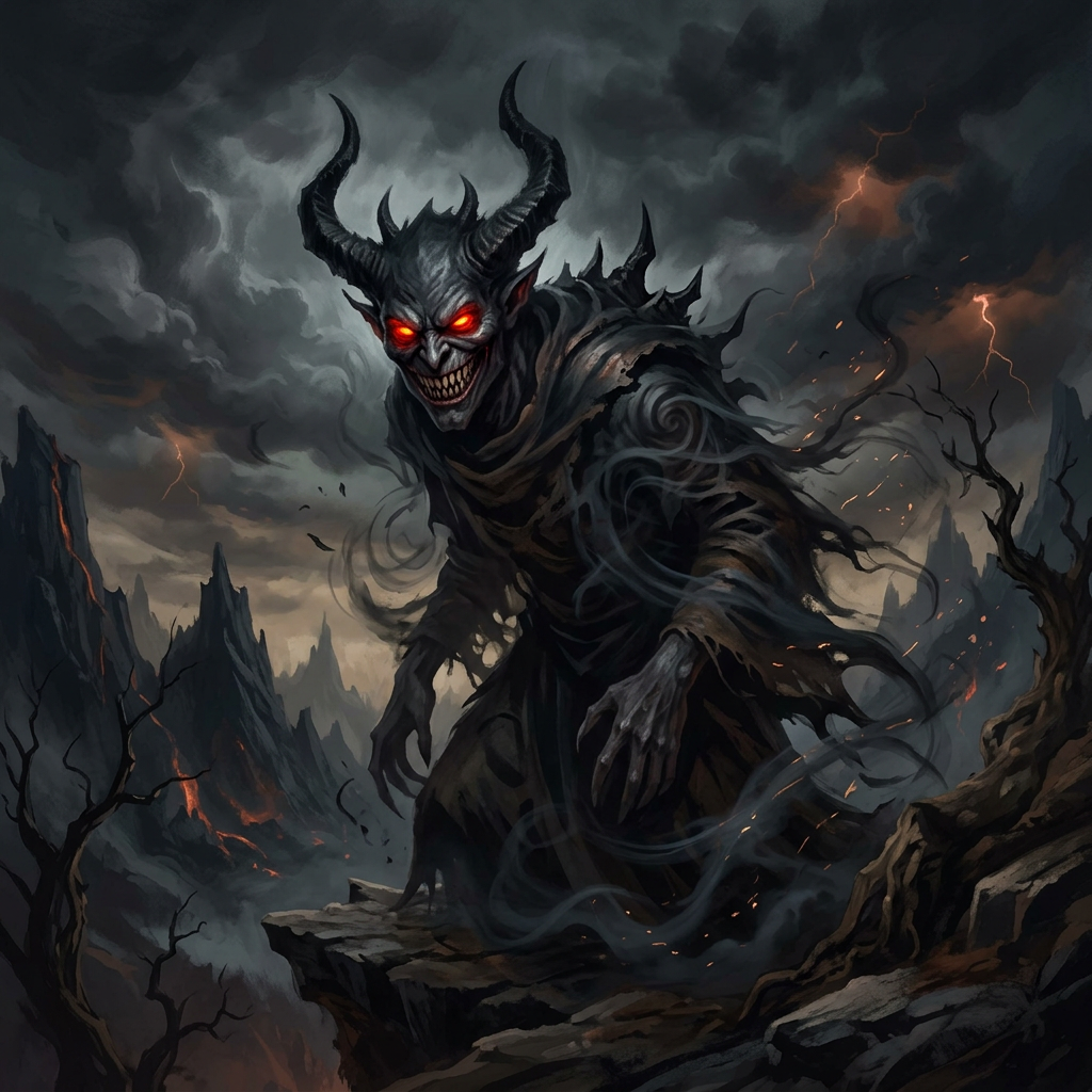 Scary Devil Poster | Dark Malevolent Grin | AI Art Generator