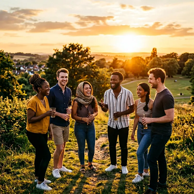 Multicultural Group Laughing Together Under Sun