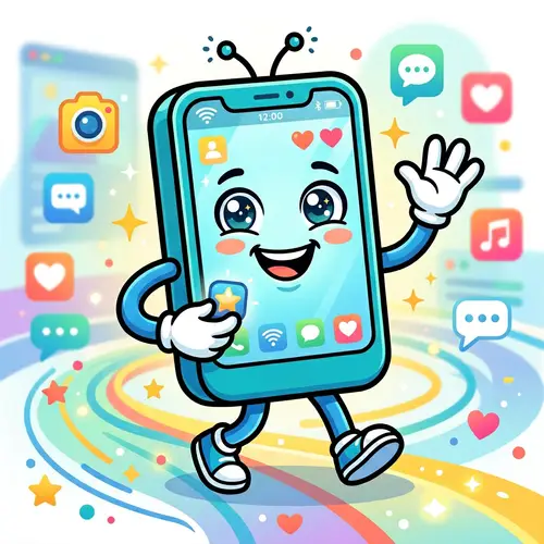 Cheerful Cartoon Phone Mascot Design