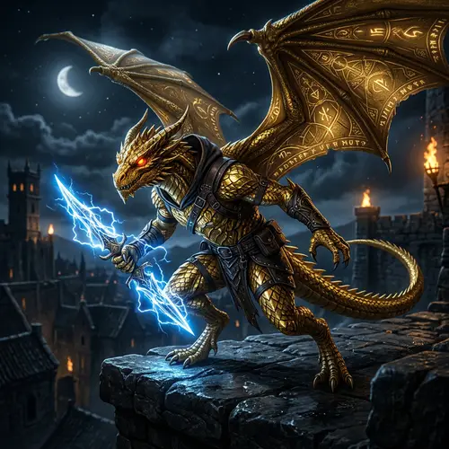 Golden Dragon Assassin with Lightning Dagger