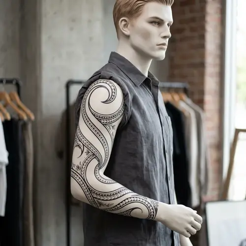 Minimalistic Geometric Sleeve with Negative Space Design