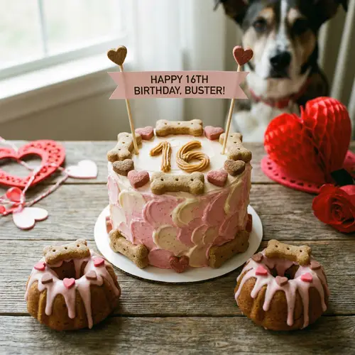 Valentine's 16th Birthday Cake for Dogs