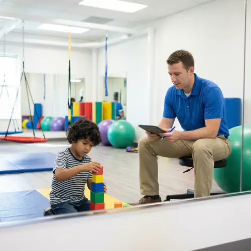 Hispanic Autistic Child Clinical Evaluation with Occupational Therapist