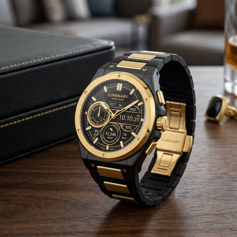 Elegant Modern Gold & Black Watch | Detailed Craftsmanship Elegant Modern Gold & Black Watch | Detailed Craftsmanship