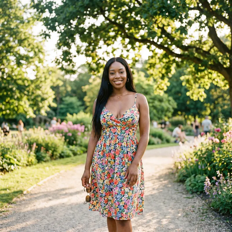 Stunning Ebony Woman in Summer Dress